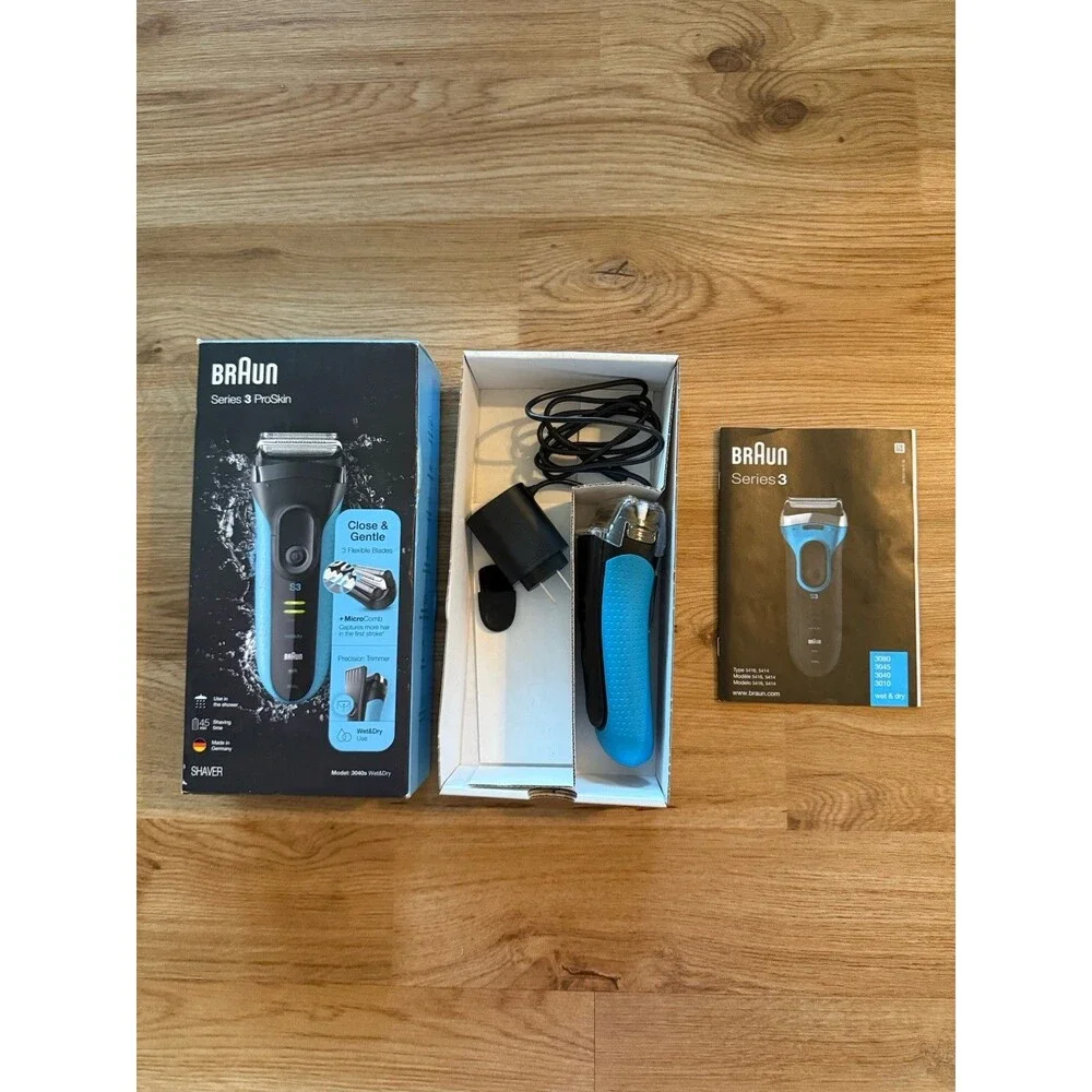 Braun Series 3 ProSkin Men's Electric Razor Trimmer Rechargeable 4pcs Open Box